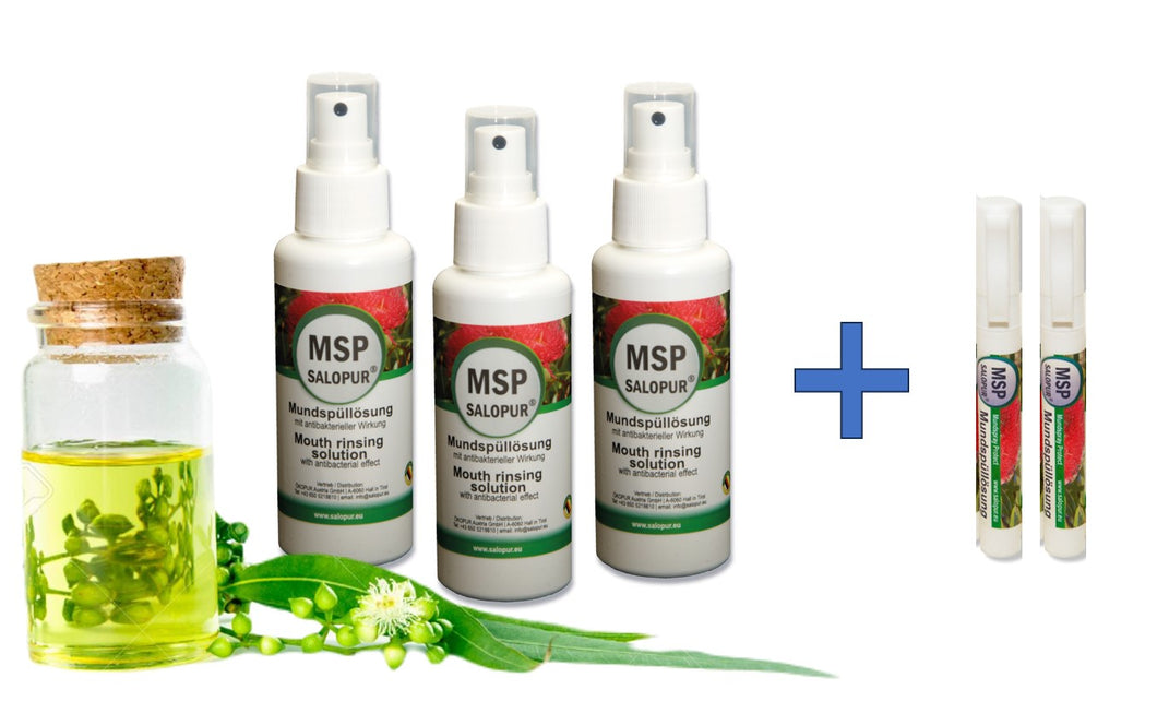 AKTION: SALOPUR® MSP - antibakterieller Mundspray - 3* 100 ml  + 2* Stick GRATIS